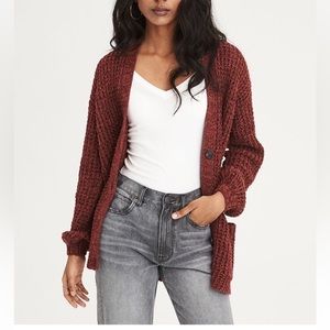 American Eagle AE Slouchy Waffle Cardigan Sweater